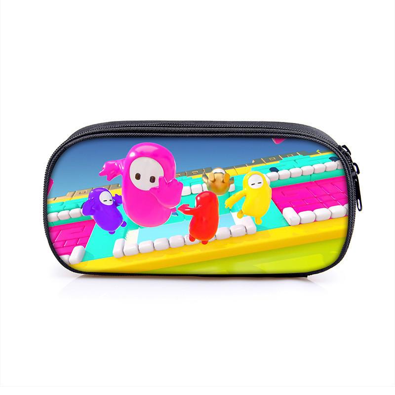 Fall Guys Cartoon Pencil Case For Students With Nylon Material Storage Organizer