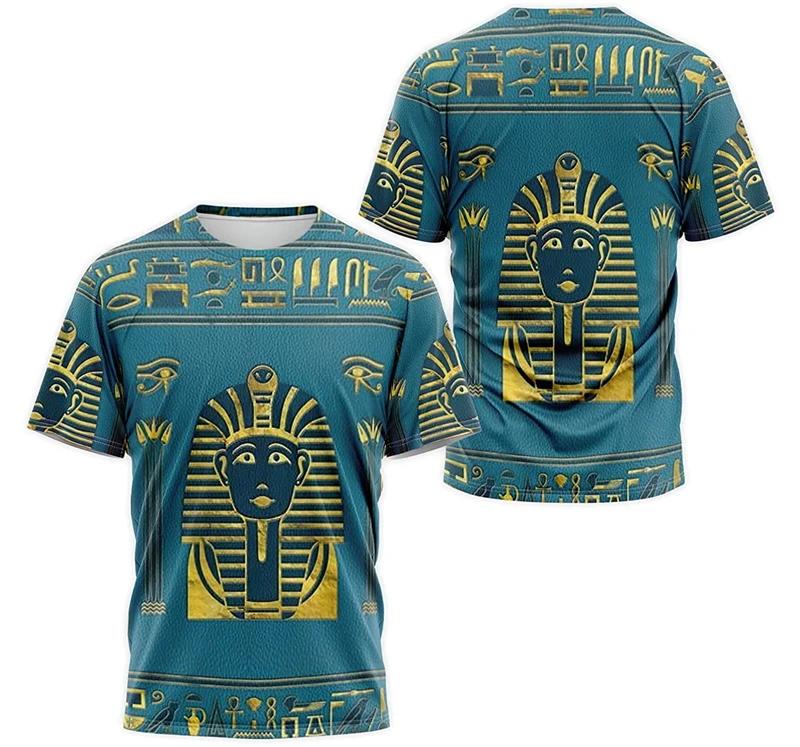 Ancient Egyptian Pharaoh Golden Mask 3D All Over Print Short Sleeve T-Shirt Casual Top