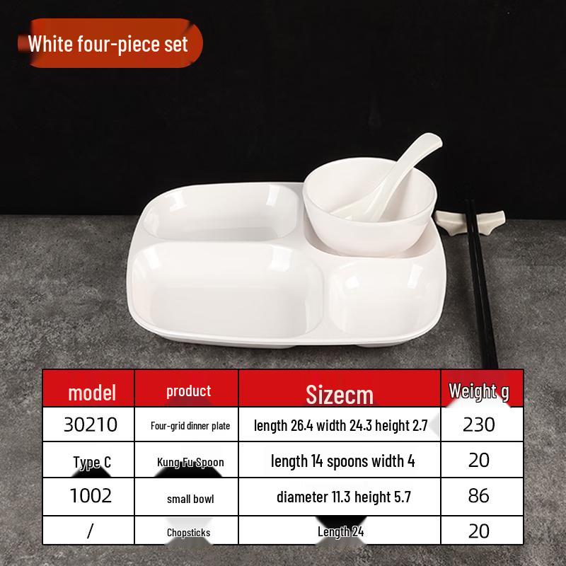 A8 Rechteckige Melaminteller mit vier Fächern