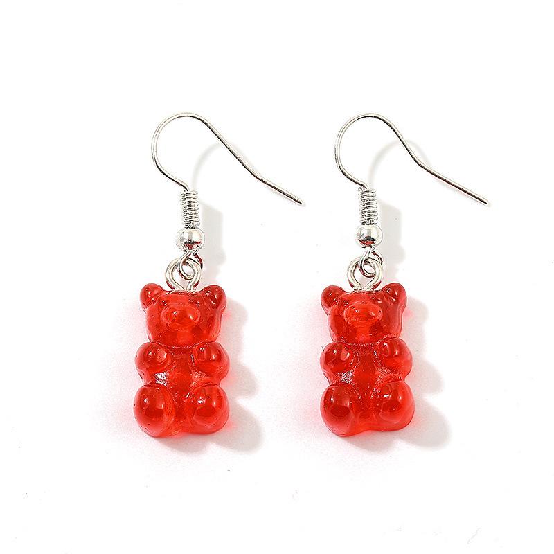 Colorful Jelly Resin Bear Earrings - European & American Fashion
