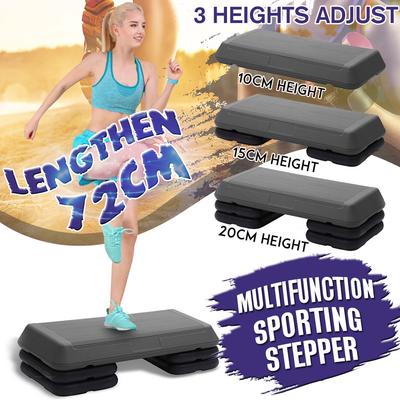 Fitness Aerobic Step 3 Level Adjustable Non-slip Cardio Yoga Pedal Stepper Home Gym Workout Exercise Fitness Aerobic Step Black + Gray