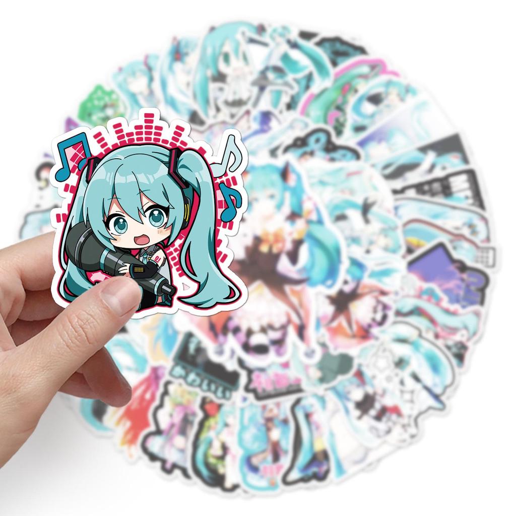 50 Hatsune Miku Graffiti Stickers for Suitcase, Laptop, Car, and Skateboard Decoration