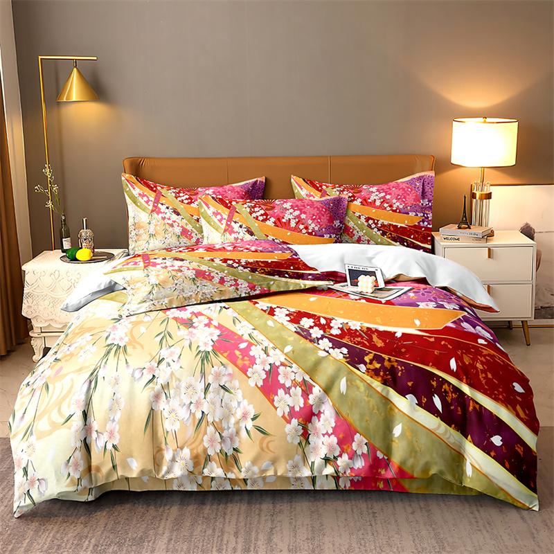 Red Big Flower Bedding Set Lovely Duvet Cover Boys, Kid's Quilt Cover Girls Room Gorgeous Bedding King/Queen Duvet Cover Set
