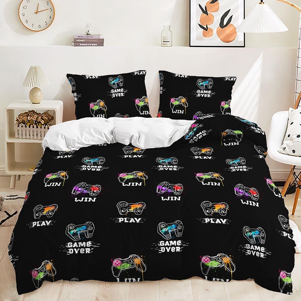 3D Game Controller Pattern Duvet Cover Pillowcase Bedding Black Bedding Set Adult Teen Single Double Queen Size Gift