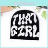 Fashion Pattern Letter Rhinestone Decoration Women Casual Warm Knitted Hat