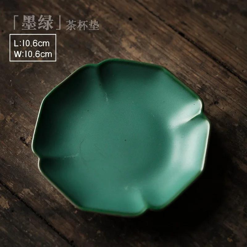 Rough Ceramic Square Coasters Japanese Retro Home Kitchen Anti-scald Heat Insulation Cup Base Kung Fu Tea Ceremony Accessories