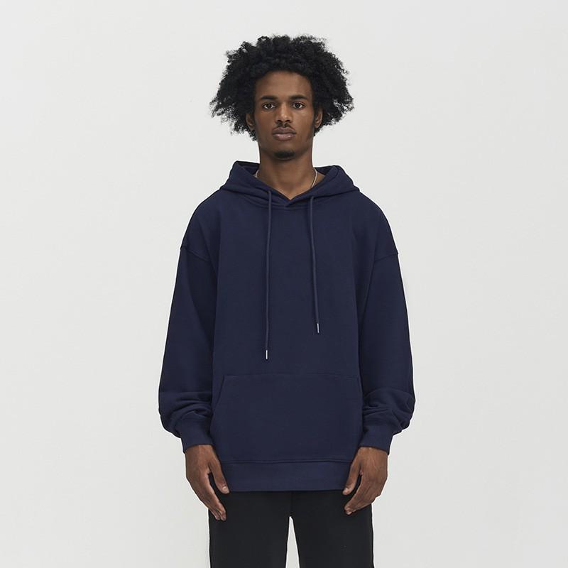 2026 Mens Heavyweight Hoodie Solid Color Loose Fit Vintage Style Sweatshirt