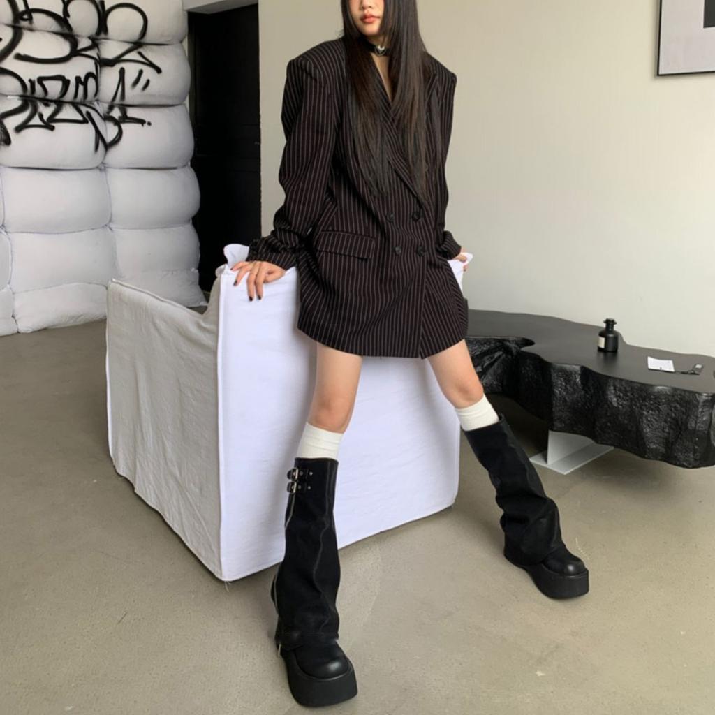 But knee boots, small height-increasing boots, new women's fashion thick-soled trousers, muffin-bottom knight boots