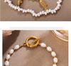 Elegant Pearl and Stainless Steel Beach-Style Necklace & Bracelet Set for Women