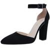 LOSLANDIFEN Women Pumps Sexy Ankle Strap 10CM Thick Heel Large Size Pointed Toes High Heels Black Party Dress Wedding Shoes