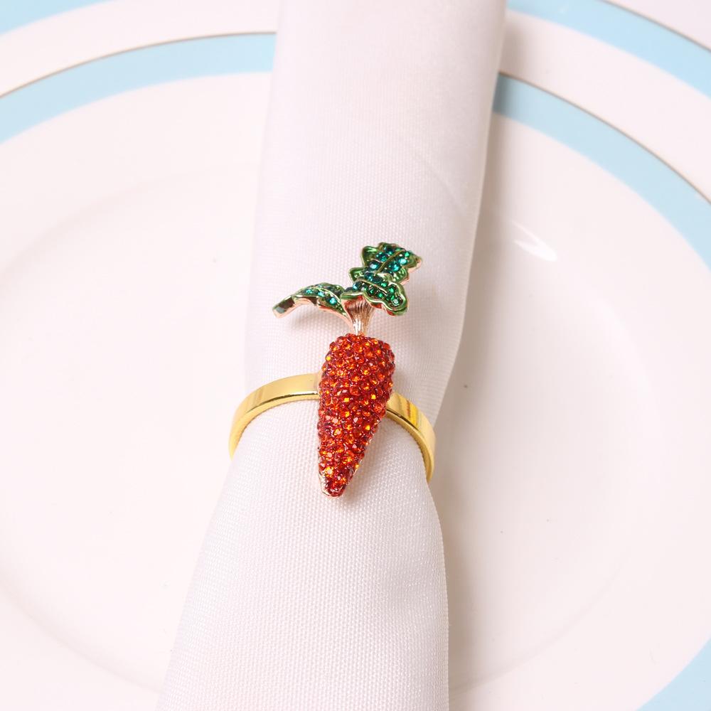 4PCS Valentine's Day Red Rose Napkin Ring, Easter Radish Napkin Buckle Handmade Party Festival Wedding Decorative