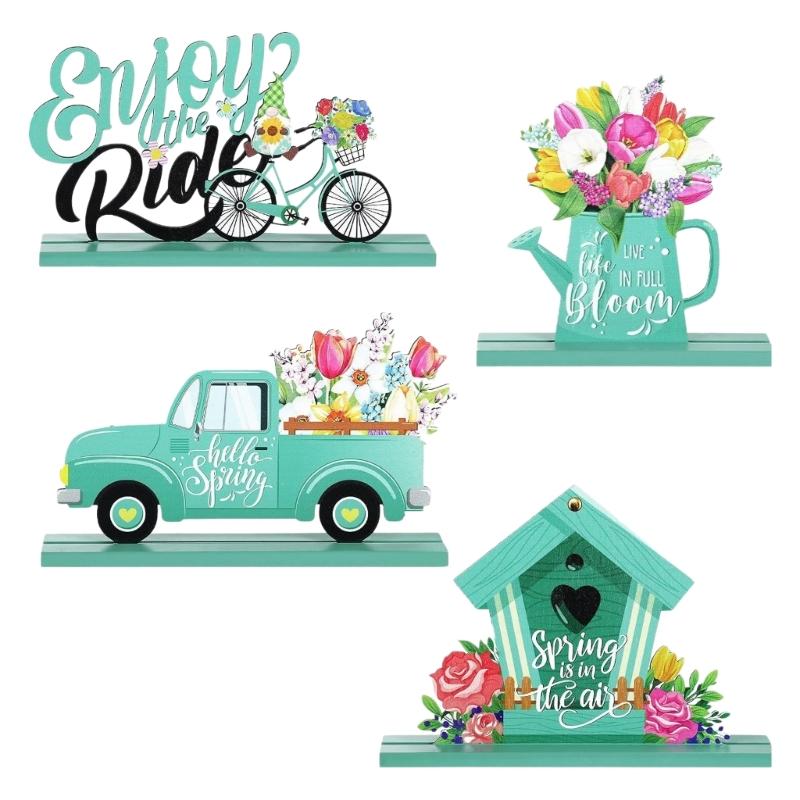 4pcs Handcrafts Flower Car Decors Spring Table Decorations Charm Table Decors Structures for Long Lasts