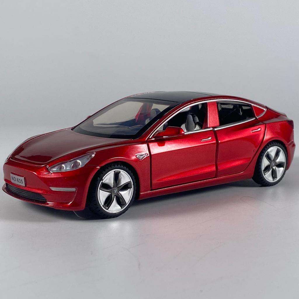 1:32 Model 3 Alloy Metal Diecast Model Car Sound And Light Pull Back Children Toy Car Collections Hobby Decoration Holiday Gifts