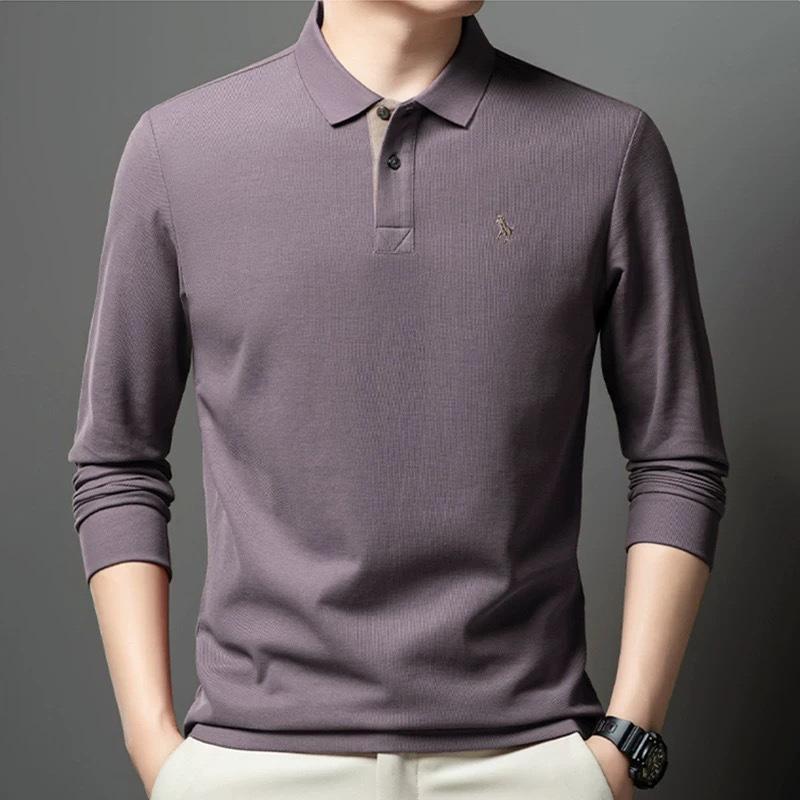 STORN 100% Czysta Bawełna Marka Premium Męska Koszulka Polo z Długim Rękawem Moda Personalizacja Haft z Koniem Klasyczny T-shirt Paul