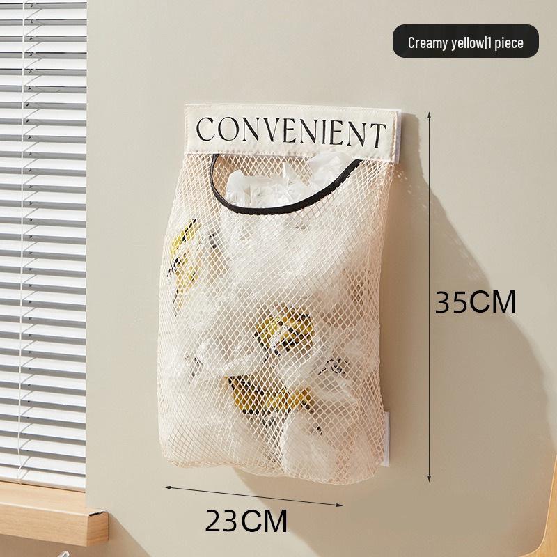 Wall-Mounted Kitchen Trash Bag Organizer - Large Capacity Velcro Mesh Holder