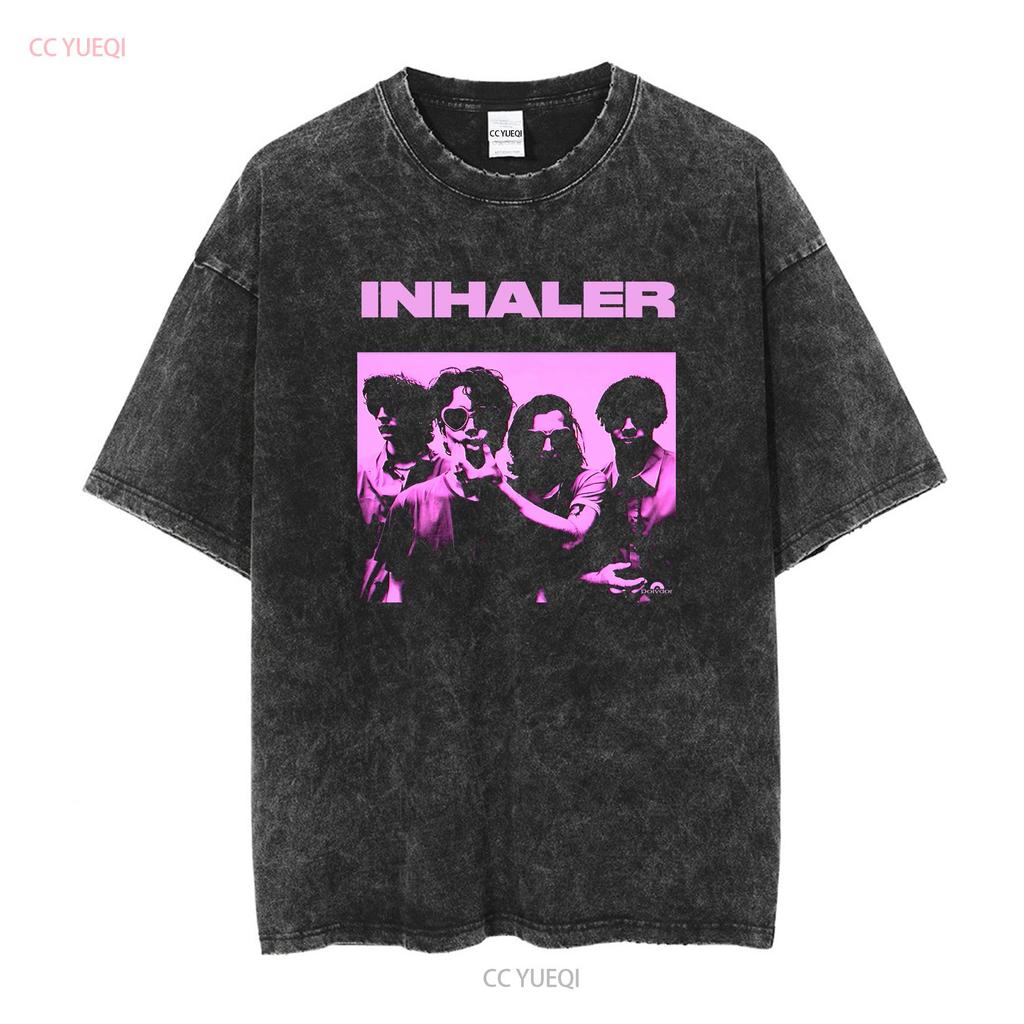 T Shirt Inhaler Band Family for Men Elijah Sleeve Hewson Boy Indie Vintage Washed Slightly Unisex Breathable Casual Stretched