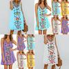 Womens Midi Dress Sleeveless Boho Beach Casual Floral Sundress Perfect For Summer
