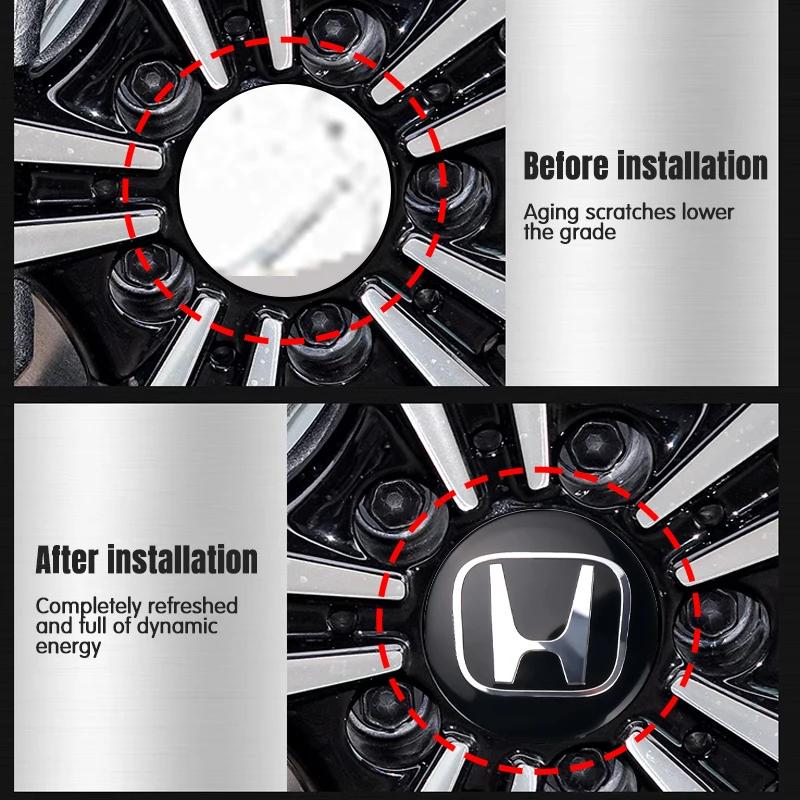 4Pcs 56mm Car Wheel Center Emblem Sticker Hub Cap Badge For Honda Mugen Power TypeR Jazz City Civic Accord FIT HRV XRV CRV GK5