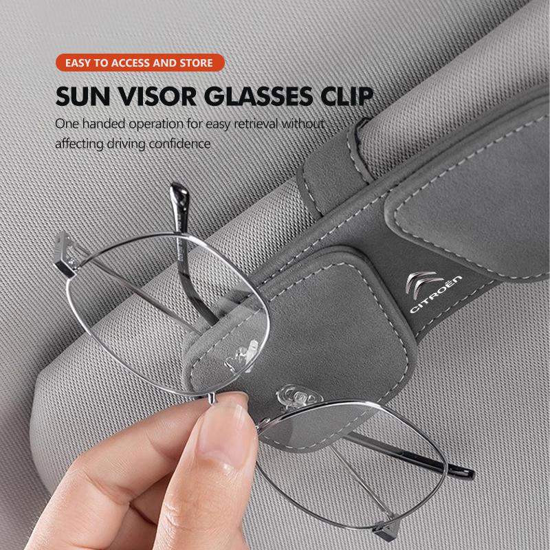 Suede Car Sun Visor Magnetic Holder Glasses Ticket Double Clip For Citroen C5 C1 C2 C6 C4L DS3 DS4 DS5 C-Elysee Grand Berlingo aje256