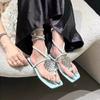 2025 new temperament French high heels women's shoes summer sandals wearing flip-flops flat bottom beautiful sandals