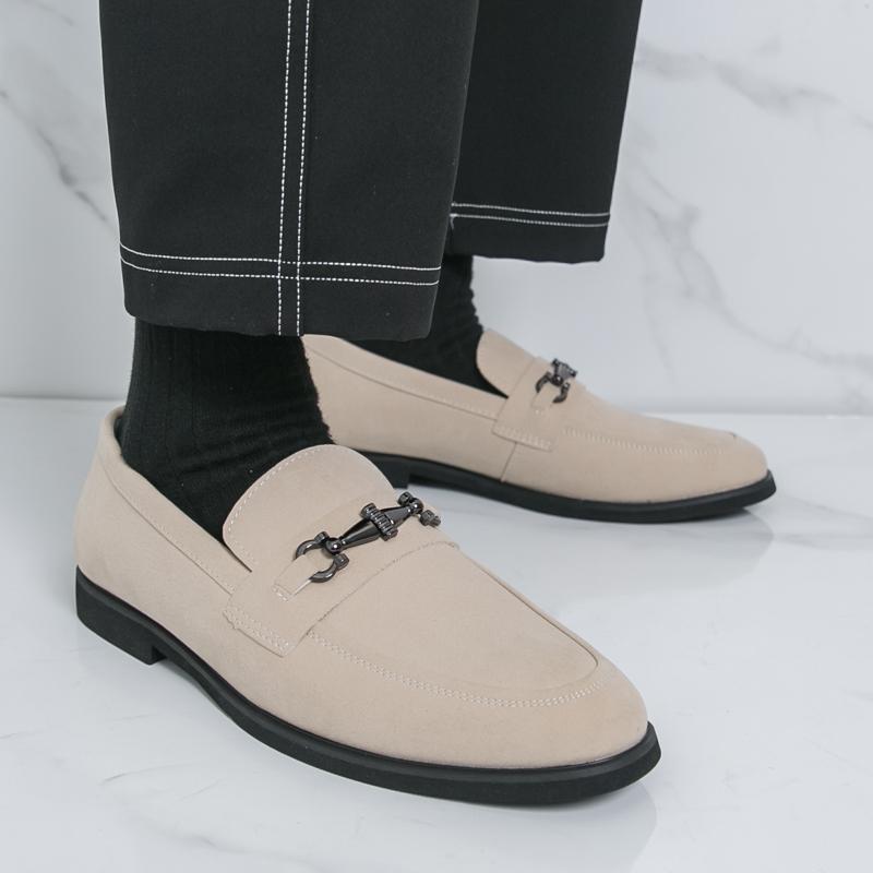Spring High Quality Suede Loafers Nubuck Leather Business Formal Men Leather Shoes Shallow Mouth Brand Moccasin Wedding Shoes
