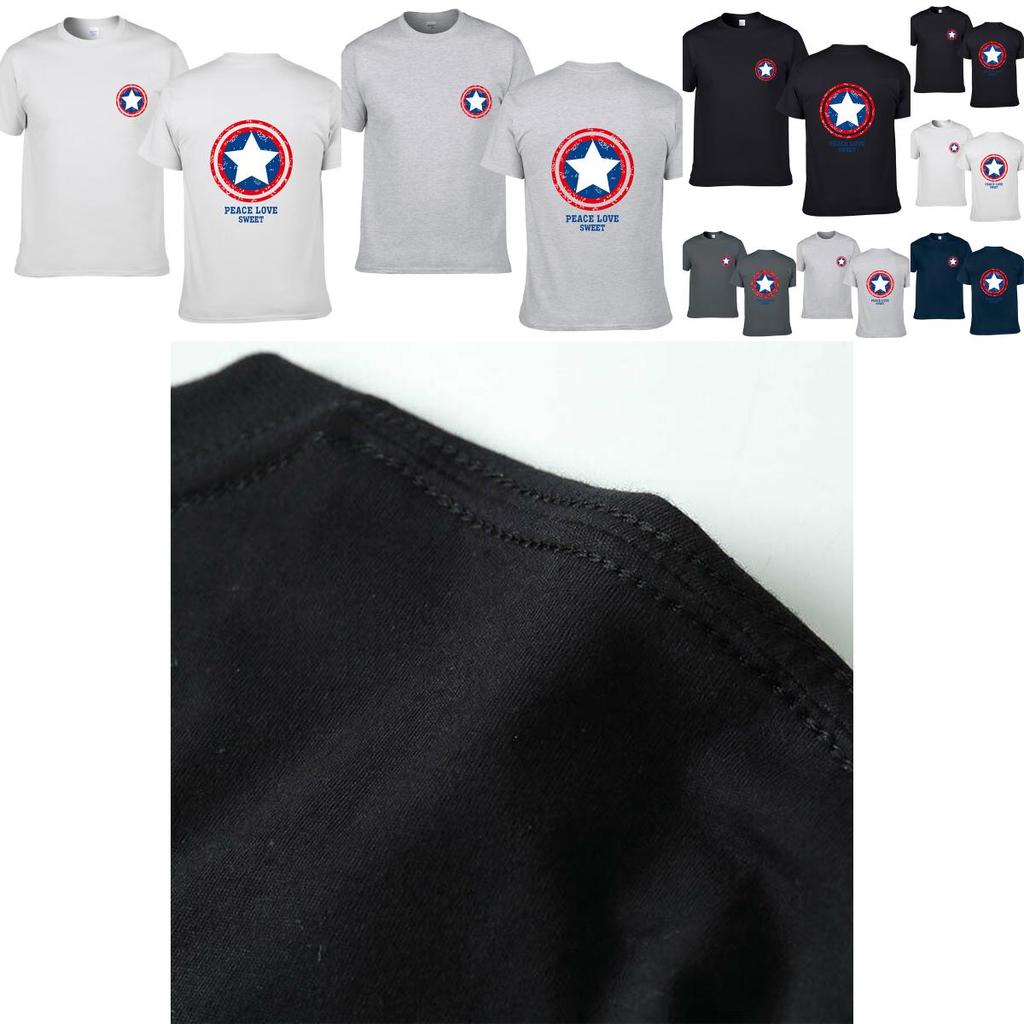 Classic Captain America Men's Casual T-shirt With Short Sleeves And O-neck Design