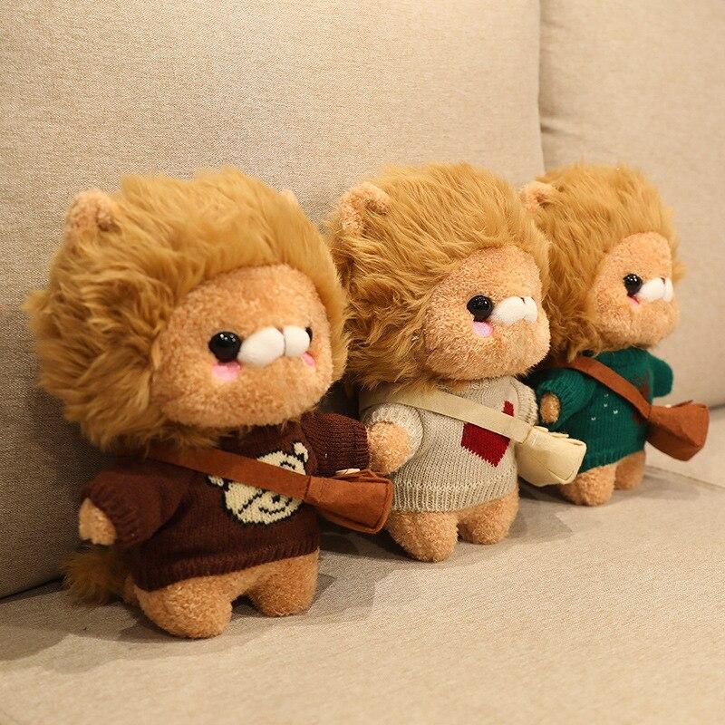 1pc 30cm Kawaii Golden Lion With Clothes Peluche Toys Lovely Lion Wears Sweater Pouchs Stuffed Soft Animal Toy For Children Gifts
