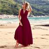 Women's Fashion Summer Backless V-neck Sleeveless Strappy Solid Color Dress