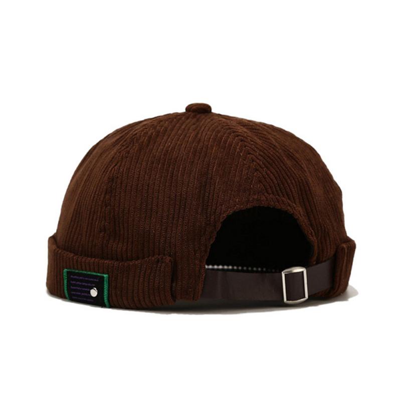 Unisex Cord Samt Unifarbene Mützen ohne Schirm für Männer Frauen Streetwear Hip Hop Hüte Retro Beanie Docker Mützen Verstellbare Kuppelmützen