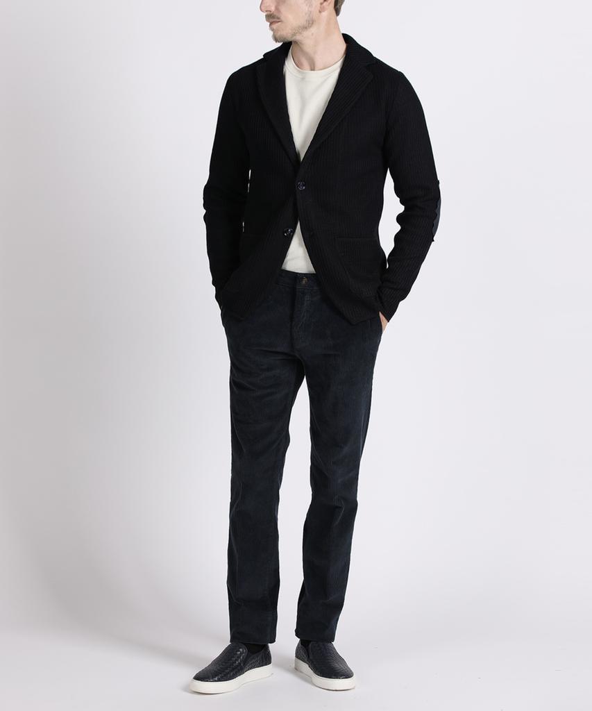 Panicale Navy Denim Patch Wool Knit Jacket