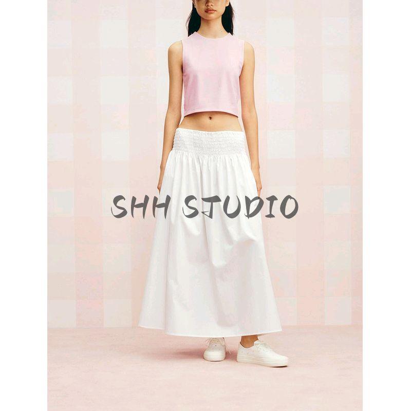 Summer New Product Women's Clothes Honeycomb Format Mid-Waist Poplin Plaid Temperament Leisure Midi Dress 5427432