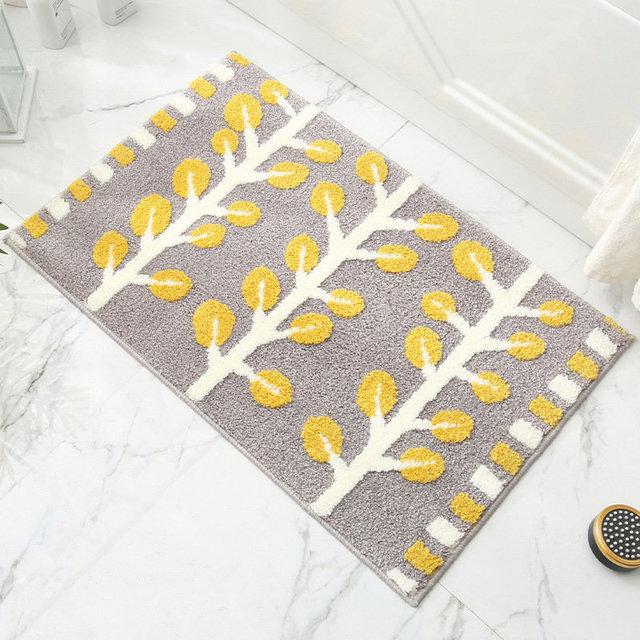 Anti Slip Floor Mat New Leaf Pattern Soft Bathroom Mat Quality Home Decor Absorbent Bedroom Hallway Toilet Rug Bath Mat
