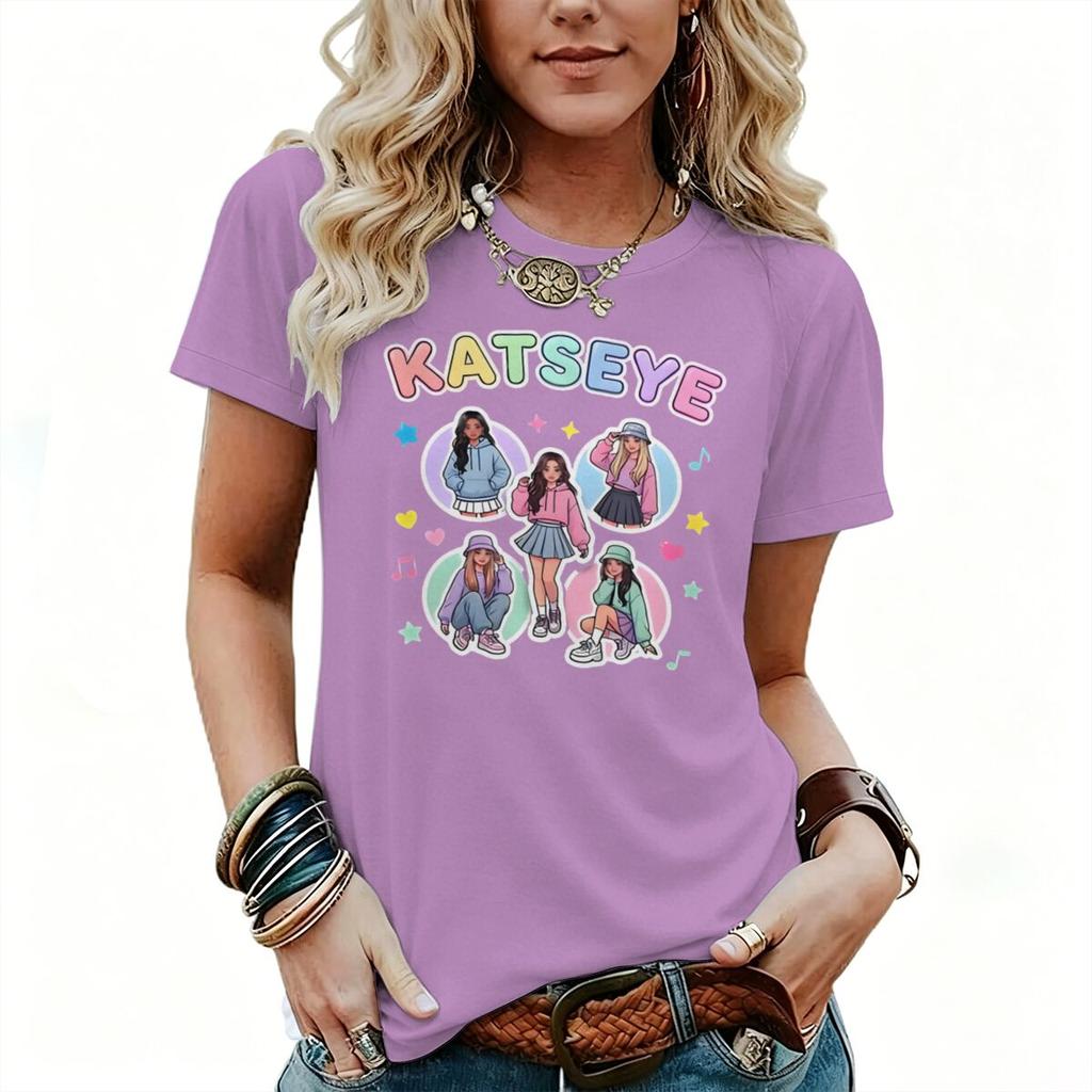 Vintage Katseye Tshirt Unisex Unisex 90s Fashion Tees Shirt Korean Ulzzang Short Sleeve Tshirts For Fan Gifts