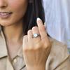 Natural moonstone ring , sterling silver rainbow moonstone dainty round gemstone ring , Bohemian ring , birthday gift for loved ones