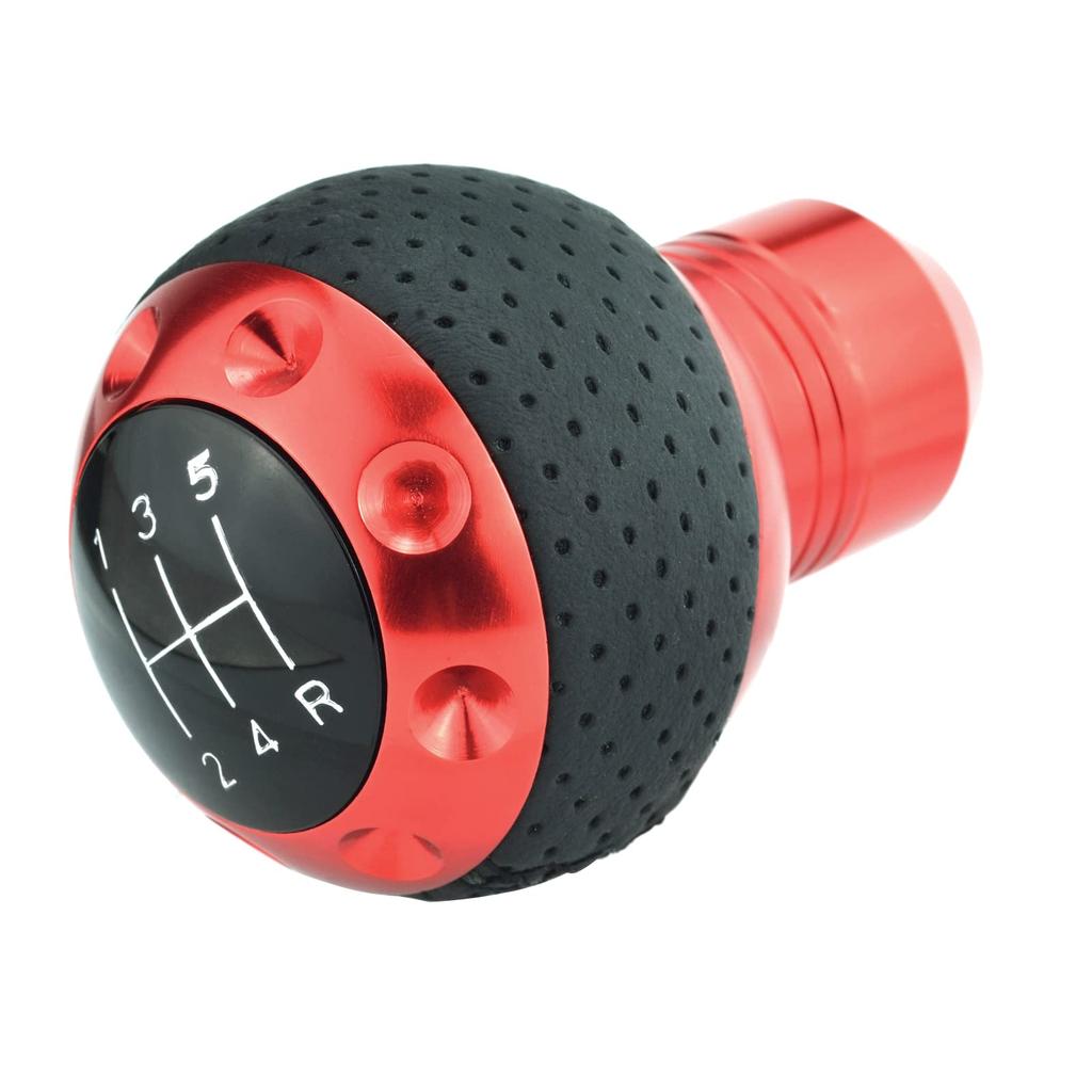 Lunsom PU Schalthebelknauf für allgemeine manuelle Fahrzeuge, 5-Gang (rot)