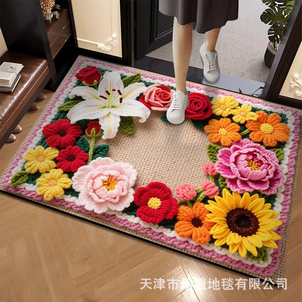 3D Flower Carpet Irregular Flower Shaped Water Absorbing Quick Drying Floor Mat Dirt Resistant and Wear-resistant Foot Mat