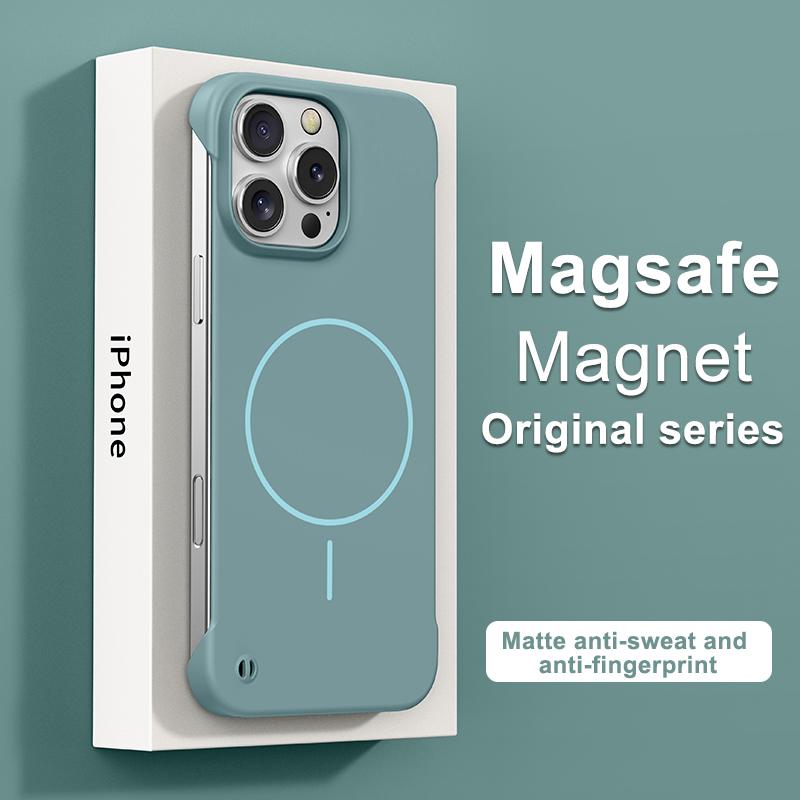 Luxury Frameless Slim for Magsafe Phone Case For iPhone 16E 15 Pro 14 Pro Max 13 12 Wireless Charge Shockproof Magnetic Hard PC Bumper Cover