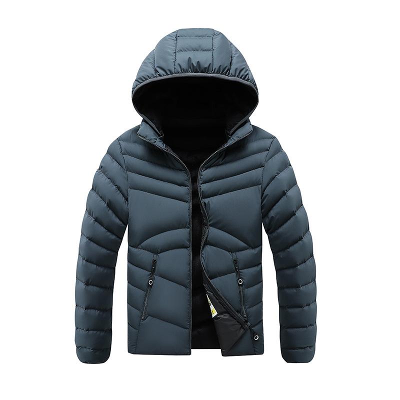 Light Models of Ribs Clothing Cotton Jacket Men's Models Winter Solid Color Removable Cap Slim Padded Thickened Top Coat  Fashion Casual Jacket