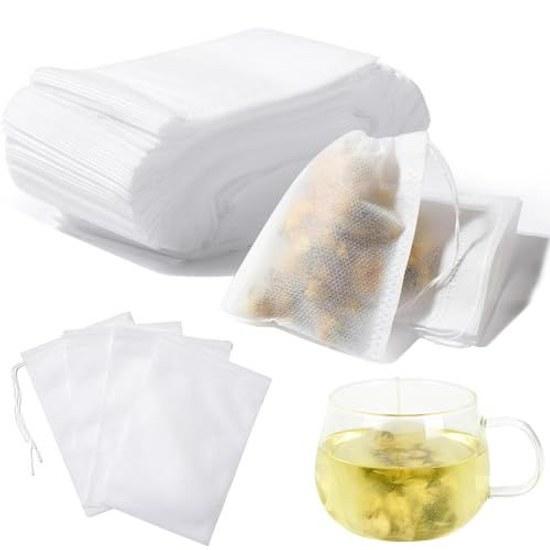 Tea bags cooking packs disposable empty 100 pieces non-woven fabric unbleached drawstring coffee spice strong permeation natural materials compatible