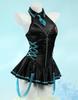 Anime Game Cute Swimsuit Bodysuit Halter Neck Costume Cosplay Fancy Dress Sleeveless Black Body Cover Sports Beach [Miccostumes] Women's One-Piece (S)