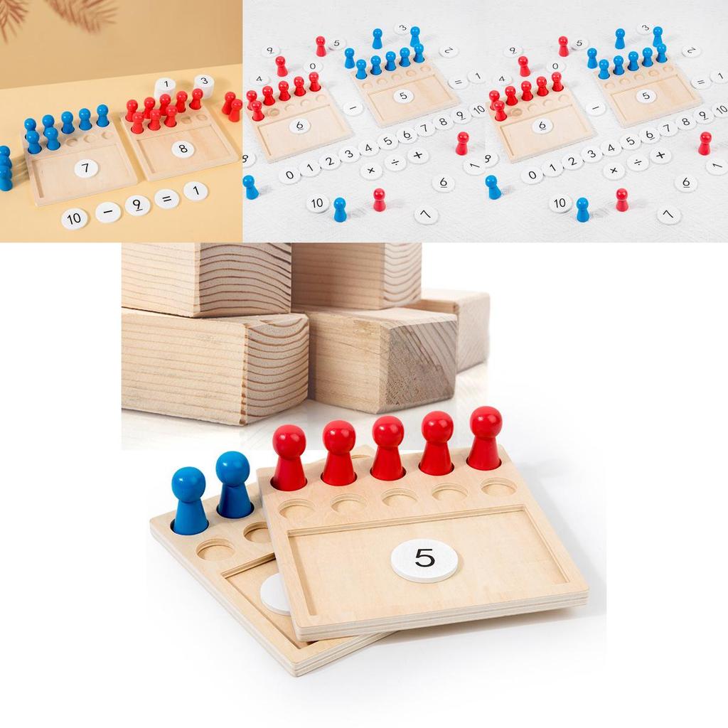 Wooden Montessori Math Board With Ten Grid Layout For Kids Learning And Early Education