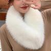 Solid Color Wide Warm Clip Buckle Scarf Women Winter Faux Fur Scarf Neck