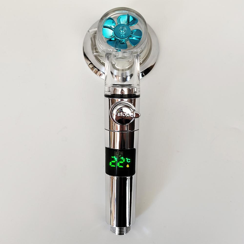 Teplota Digitální Displej Tlaková Sprchová Hlavice Černá 4 Režimy Vysoký Tlak Velký Průtok Sprejová Tryska Dešťová Koupelnová Sprcha