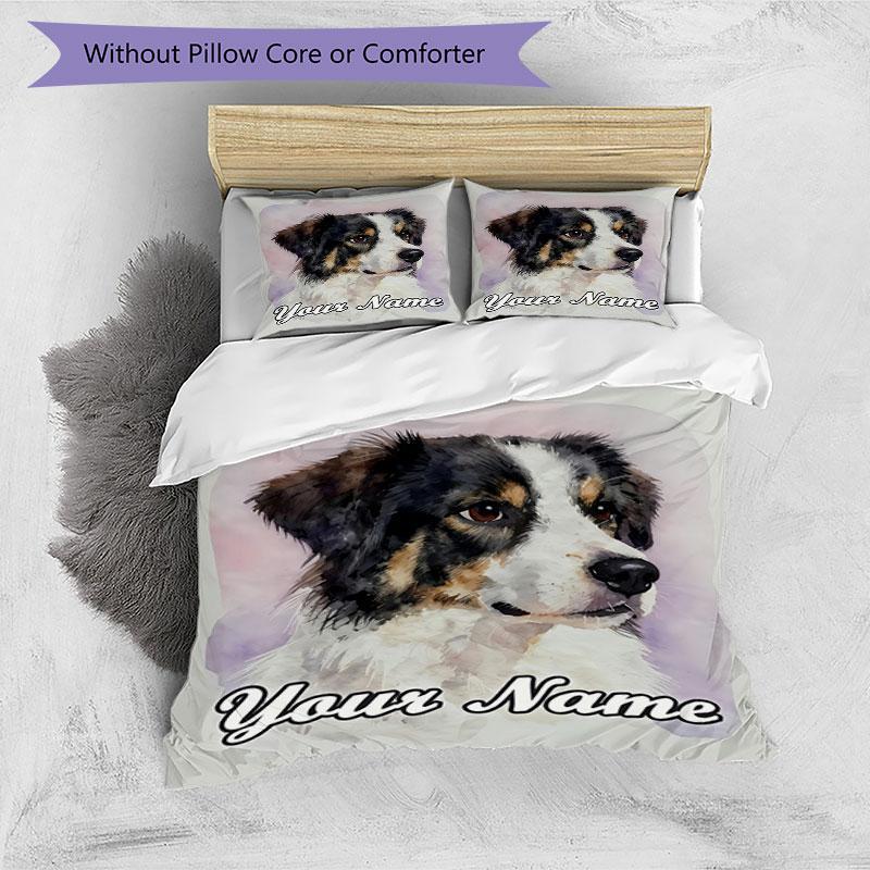 3PC Custom Name Pet Portrait Bedding Set Duvet Cover Closure Includes 1 Duvet Cover & 2 Pillowcases for Bedroom