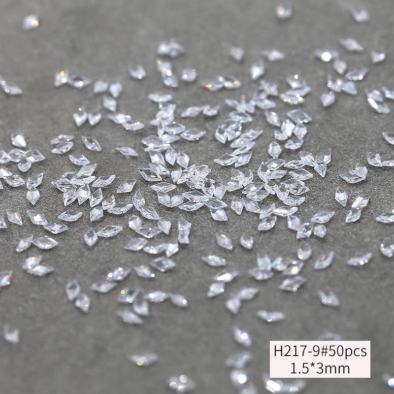 Popular Flat Back Rhombus Glass Nail Diamond Shiny Crystal Cubic Zirconia Nail Charms Nail Art Rhinestone