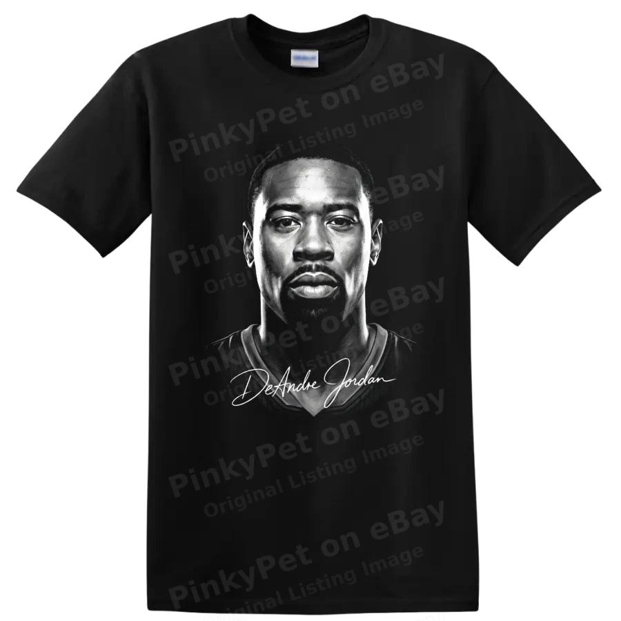 DeAndre Jordan Basketball Player Portrait T Shirt Black White Graphic Fan Tee