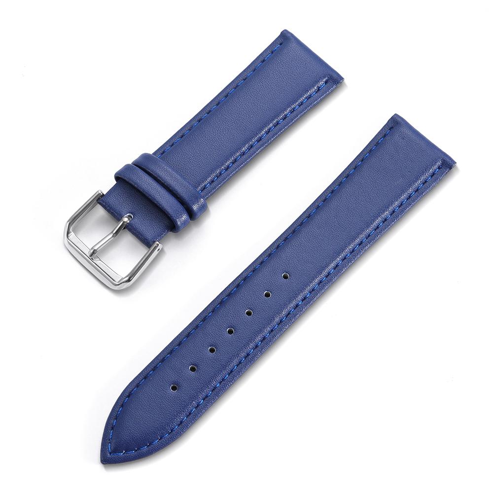 Universal Calfskin Leather Watch Strap Soft Material Watch Band 12/14/16/18/20/22mm Wristbands with Silver Stainless Steel Clasp