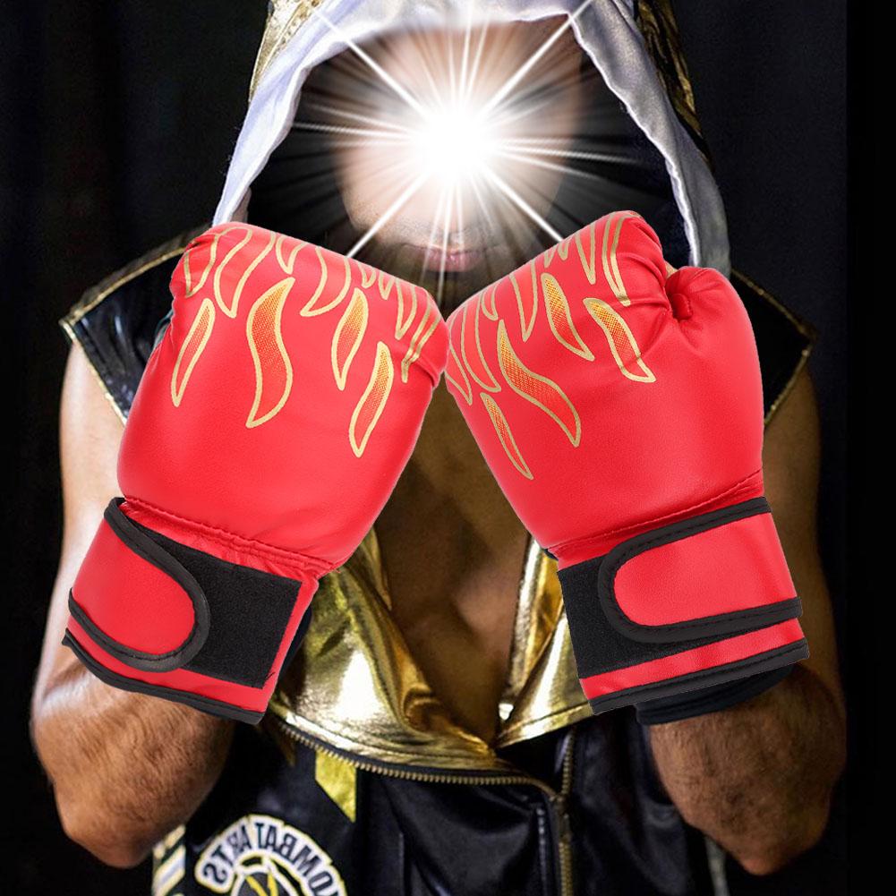 1 Pair Kids Children PU Kick Boxing Gloves Karate Muay Thai Guantes Sanda Training Equipmentred for children