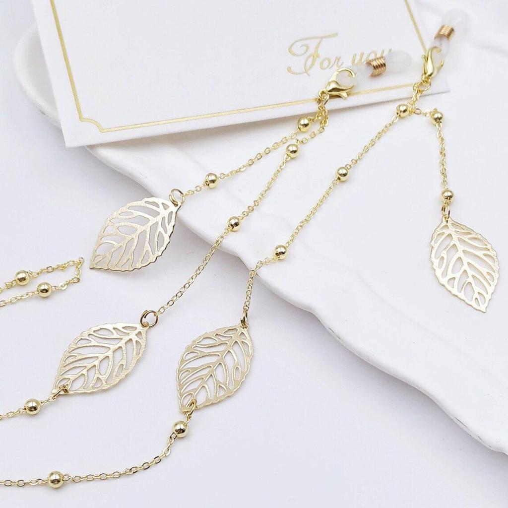 Women's Cross-Border Anti-Slip Metal Lanyard: Multi-Functional Leaf Tassel Chain for Glasses & Masks