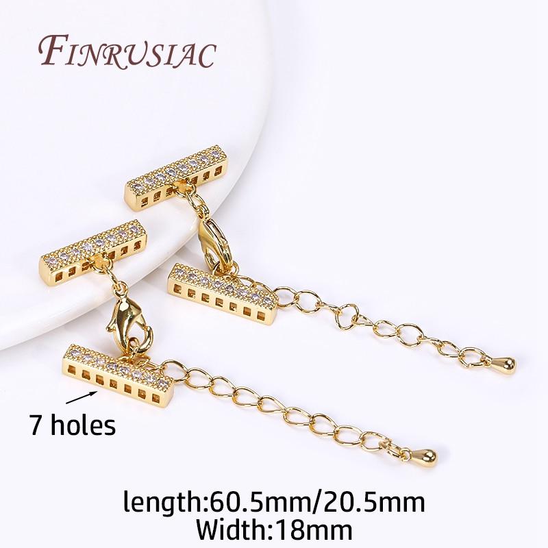 DIY Multi-Strand Beading Jewelry Making Supplies,18K Gold Plated Lobster Clasp Extension Chain With Cuboid Separator Spacer Bars